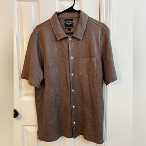 Todd Snyder Linen Mesh Full Placket Polo Vintage Brown L